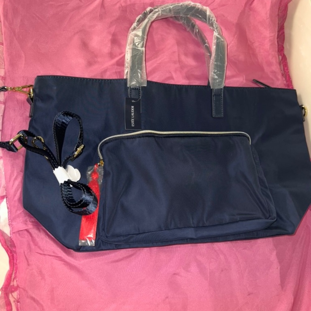 Estée Lauder Navy Blue Zip Up Tote Bag